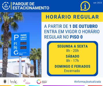 HORÁRIO REGULAR | PARQUE DE ESTACIONAMENTO MUNICIPAL DE LOULÉ | LOULÉ CONCELHO GLOBAL 